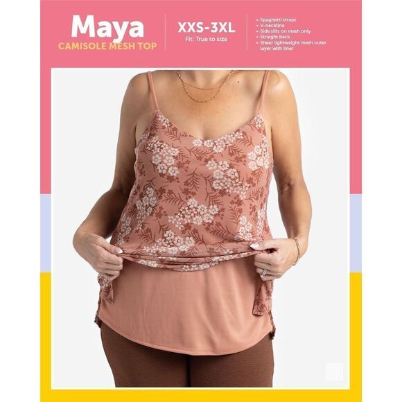 LuLaRoe Maya 2XL Cream Floral Camisole Mesh Top - Picture 4 of 5